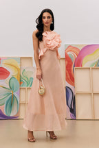 Flowering Girl Women aurora Halter Neck Ruffle Maxi Dress in pink