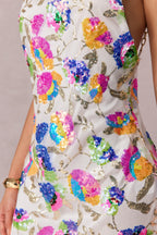 Fanny Embroidered Sequins Backless Mini Dress