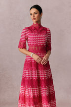 Flowering Girl Women simona Embroidered Lace Midi Dress in red