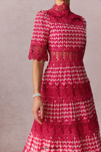 Flowering Girl Women simona Embroidered Lace Midi Dress in red