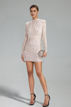 Flowering Girl Women Enene Long Sleeve Hot Drilling Mini Dress