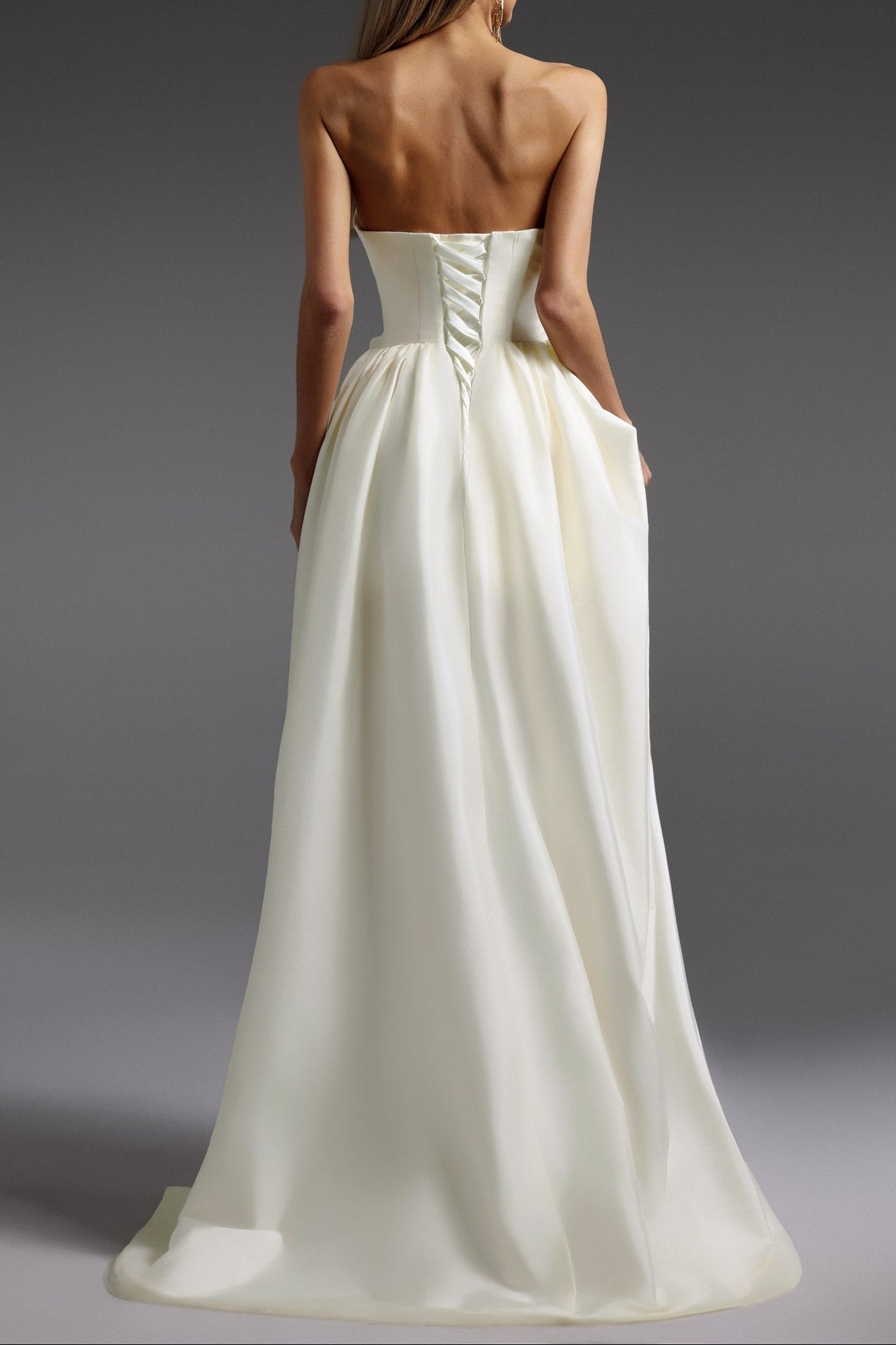 Flowering Girl Women Strapless 3D Floral High Low Satin Evening Gown