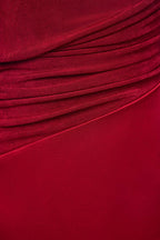 Flowering Girl Women Mirabel A-line Back Slit Taffeta Midi Dress in red