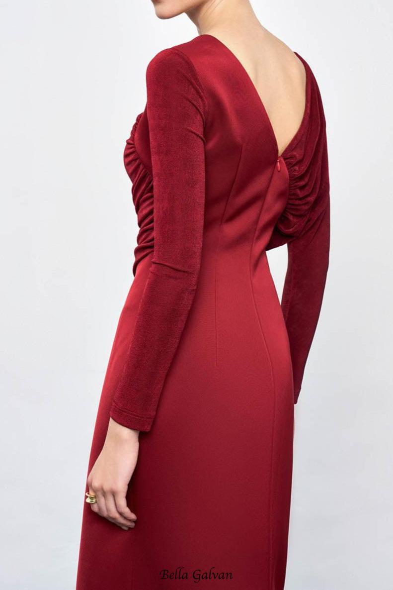 Flowering Girl Women Mirabel A-line Back Slit Taffeta Midi Dress in red