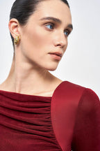 Flowering Girl Women Mirabel A-line Back Slit Taffeta Midi Dress in red