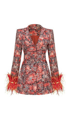 Flowering Girl Women Long Sleeve Floral Blazer Dress