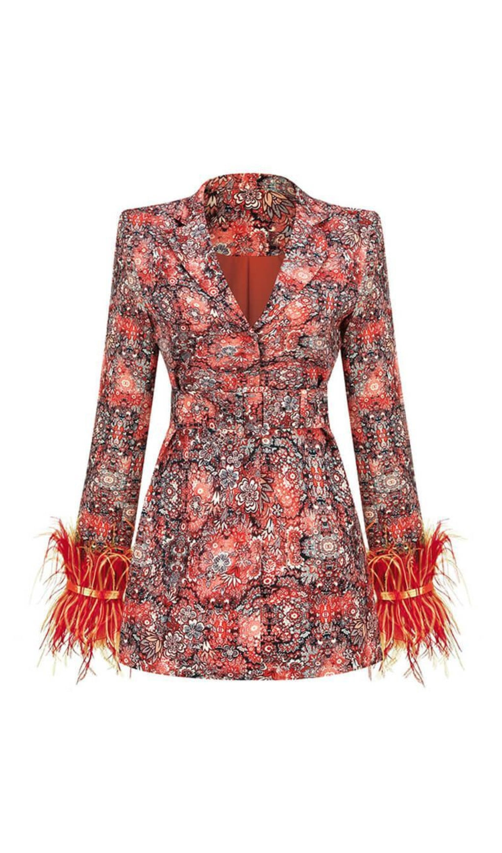 Flowering Girl Women Long Sleeve Floral Blazer Dress