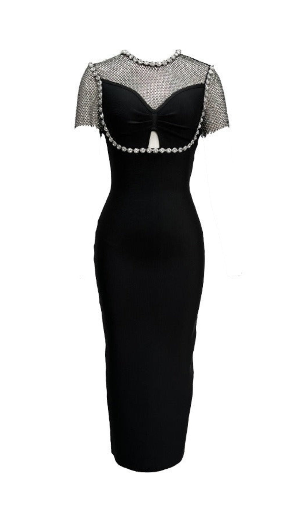 Flowering Girl Women Crystal Mesh Bandage Midi Dress