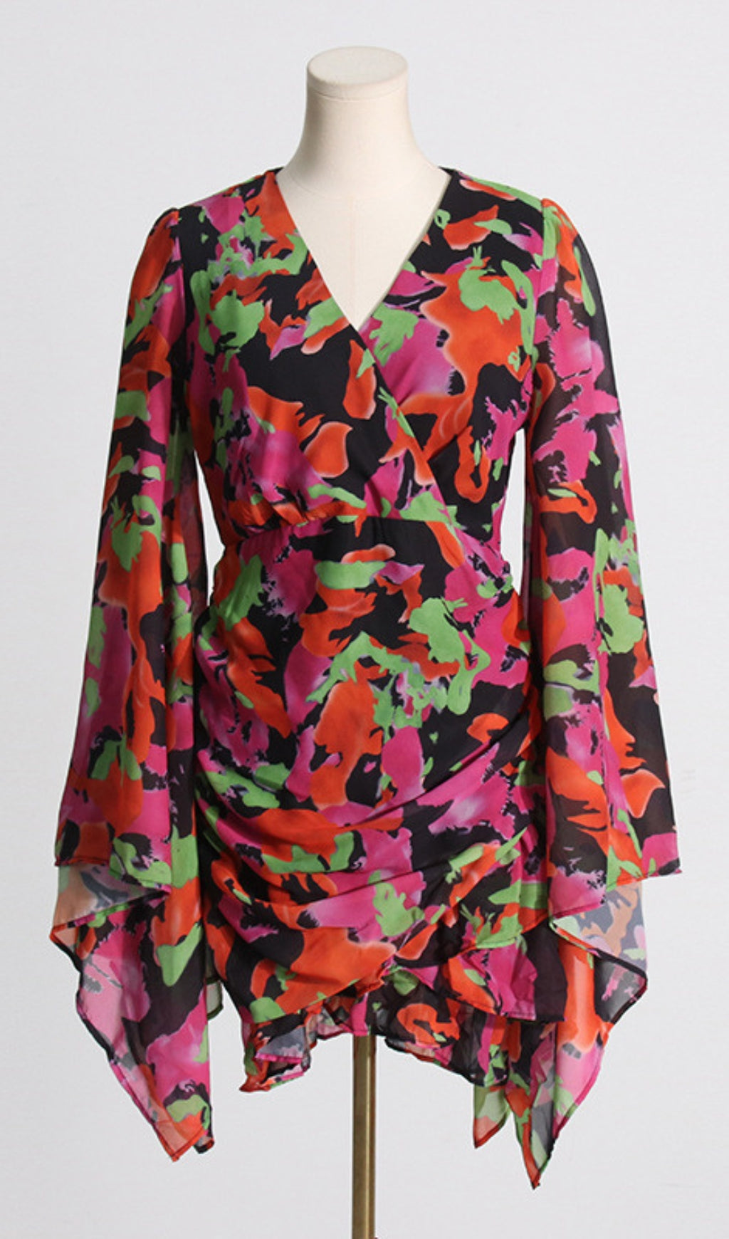 Flowering Girl Women Printed Ruffle Mesh Dress