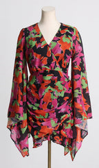 Flowering Girl Women Printed Ruffle Mesh Dress