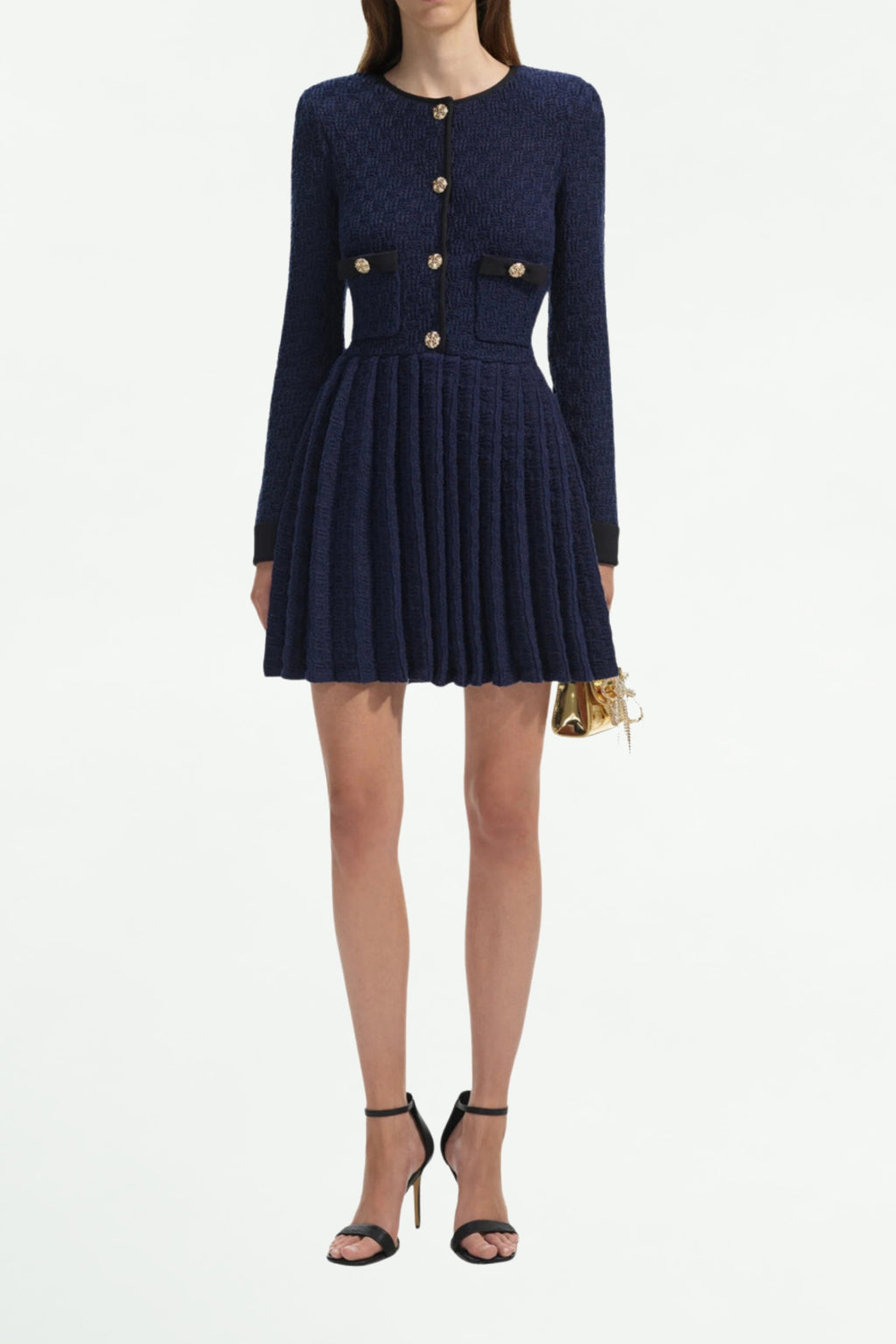 Flowering Girl Women Navy Weave Knit Mini Dress