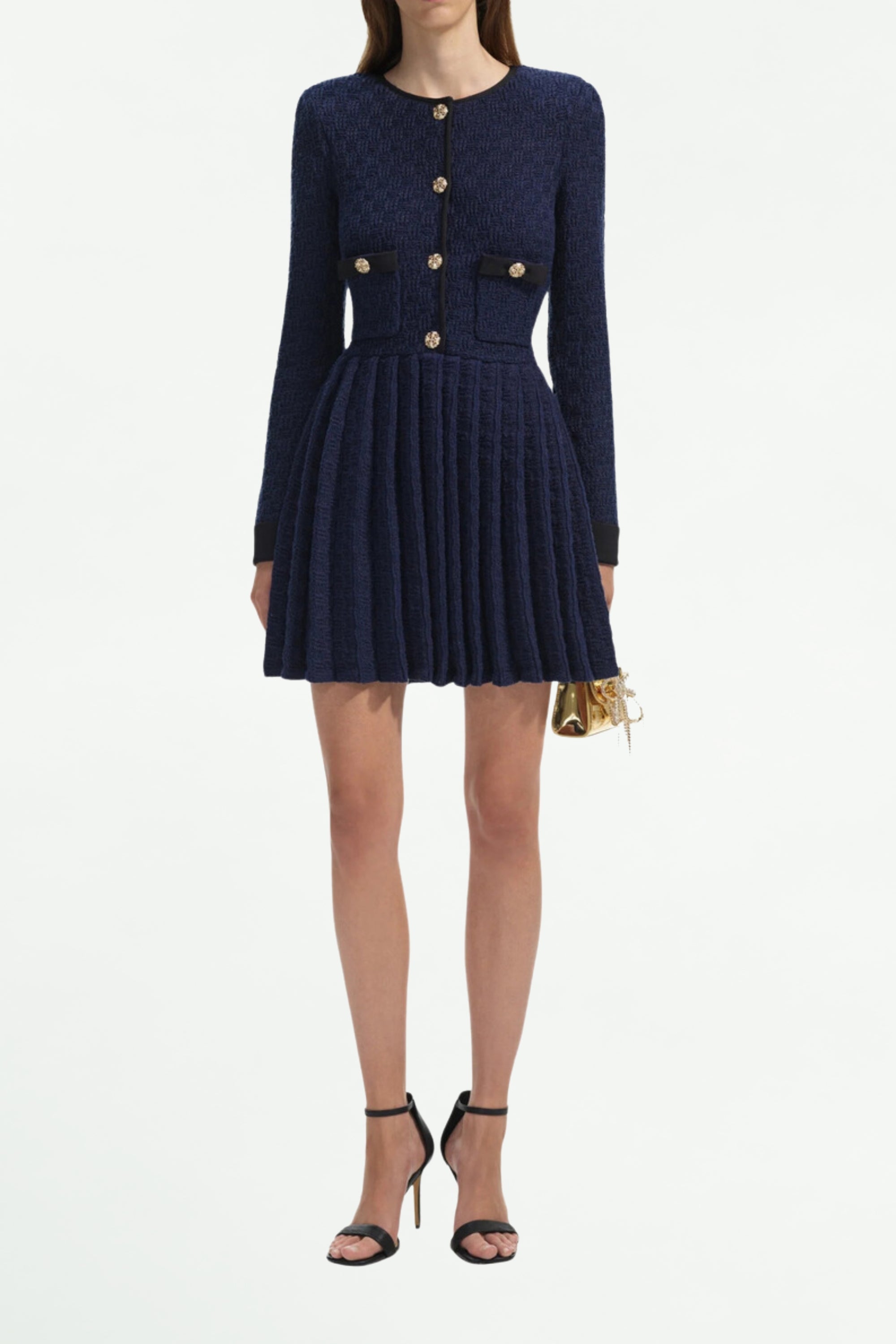 Flowering Girl Women Navy Weave Knit Mini Dress