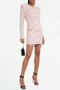 Flowering Girl Women Boucle Knit Mini Dress In Pink
