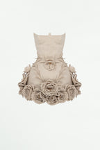 Flowering Girl Women Salome Beige Linen Corset Flower Details Mini Dress