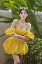 Flowering Girl Women Bonnie puff strapless Mini Dress in yellow