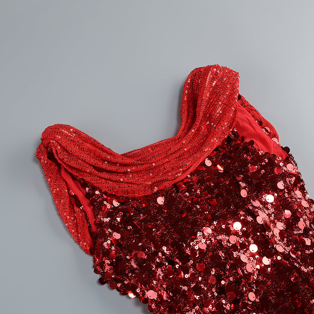 Flowering Girl Women basia sleeveless sequin maxi dress in red