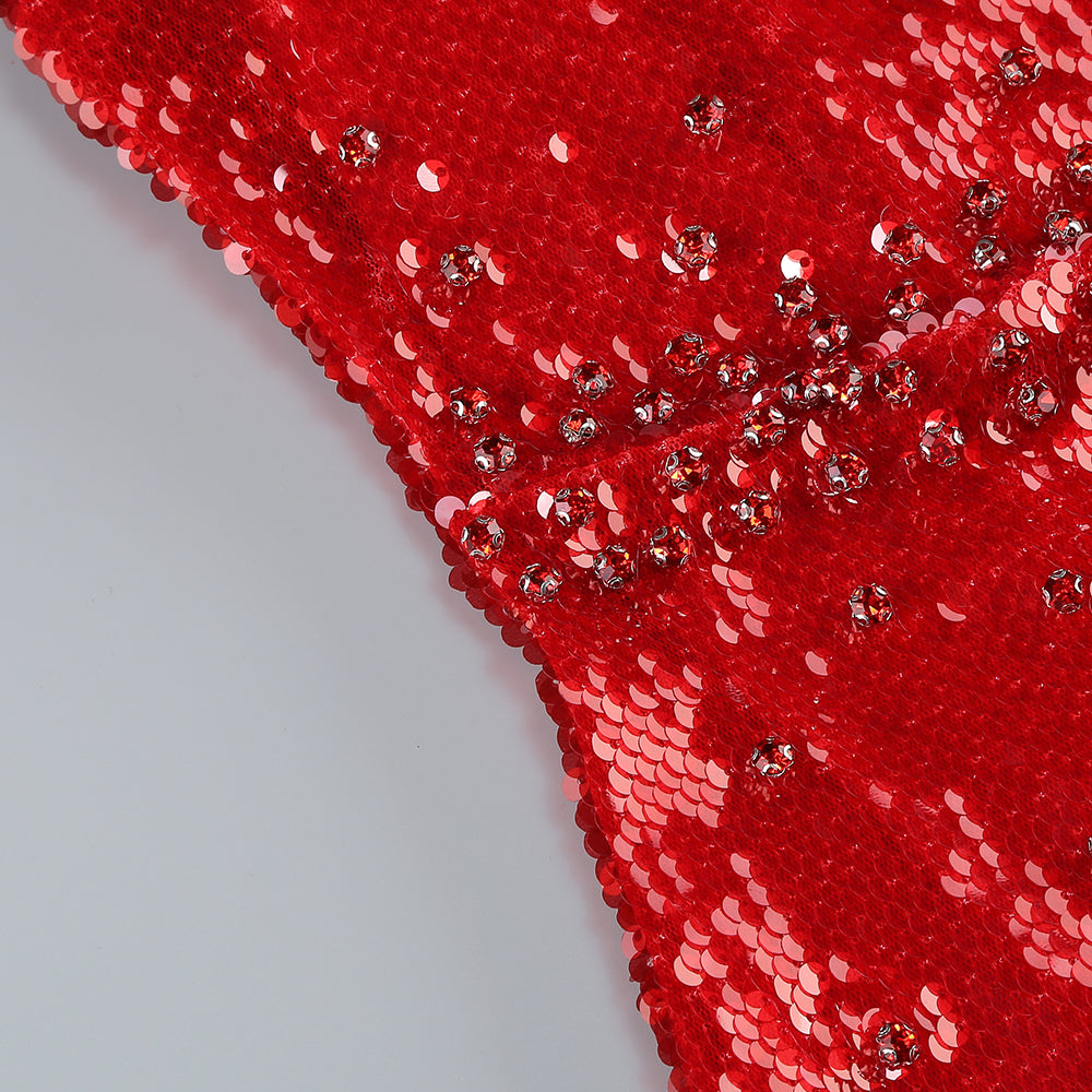 Flowering Girl Women Caitlin off-shoulder sequin midi dress in red