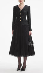 Flowering Girl Women Black Tinsel Boucle Chiffon Midi Dress
