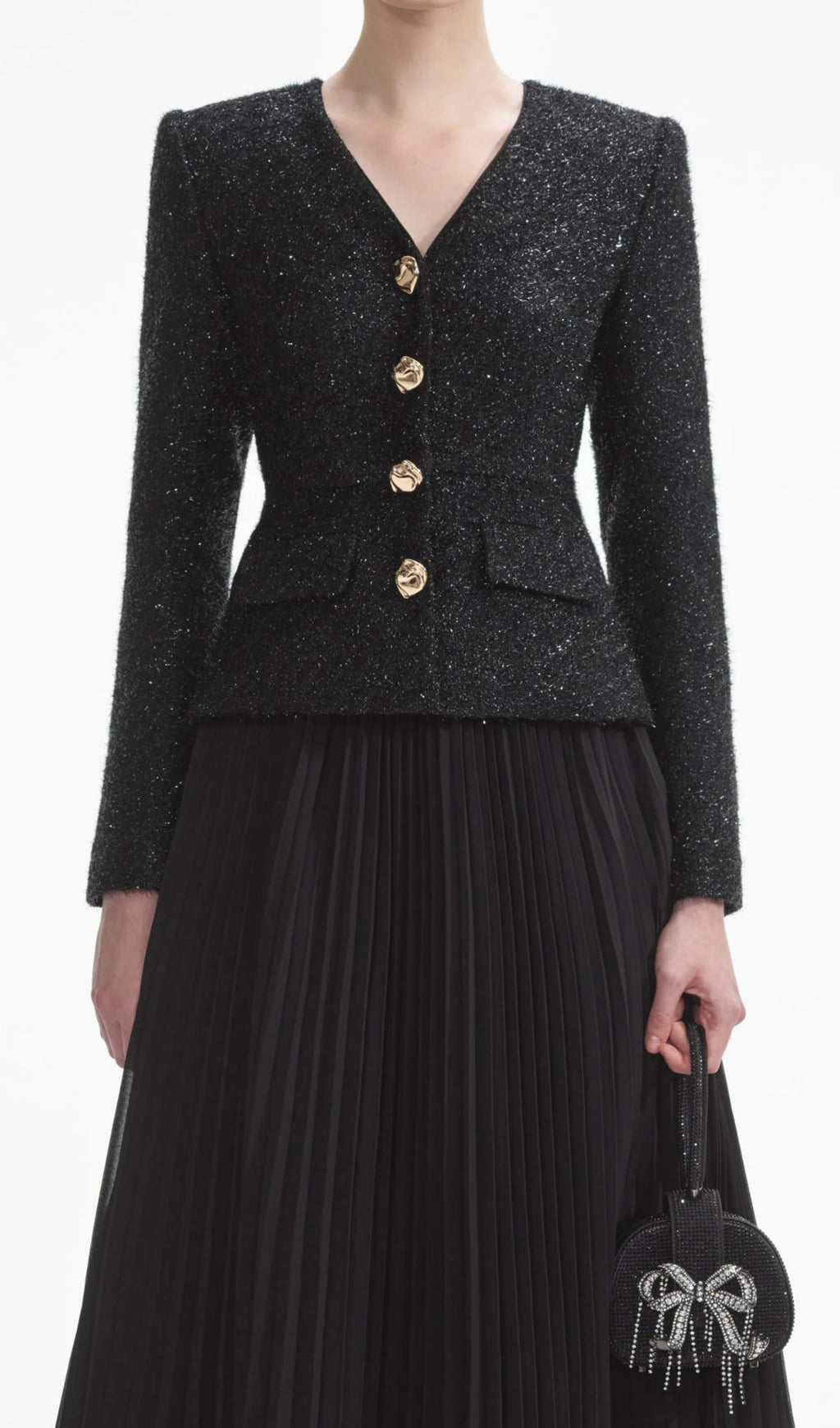 Flowering Girl Women Black Tinsel Boucle Chiffon Midi Dress