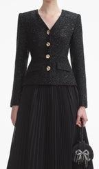 Flowering Girl Women Black Tinsel Boucle Chiffon Midi Dress