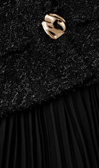 Flowering Girl Women Black Tinsel Boucle Chiffon Midi Dress