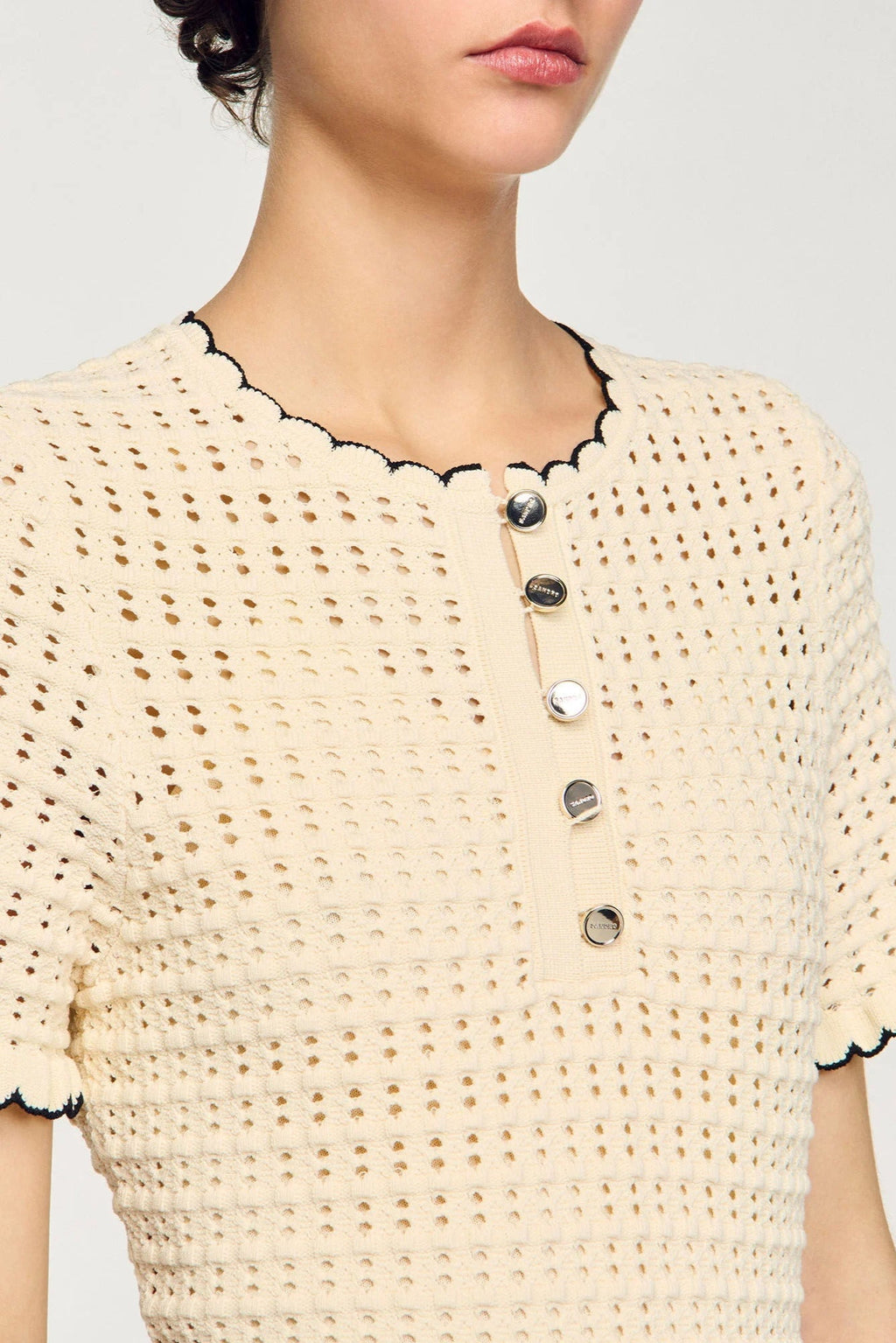 Flowering Girl Women Simona Hollow Knit Mini Dress In Apricot