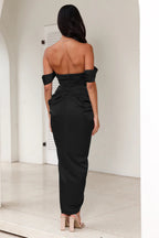 Flowering Girl Women strapless satin midi dress in black