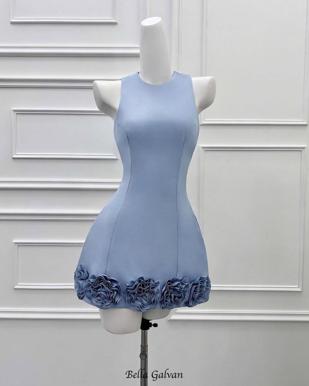Flowering Girl Women janice 3d flower sleeveless mini dress in blue