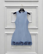 Flowering Girl Women janice 3d flower sleeveless mini dress in blue