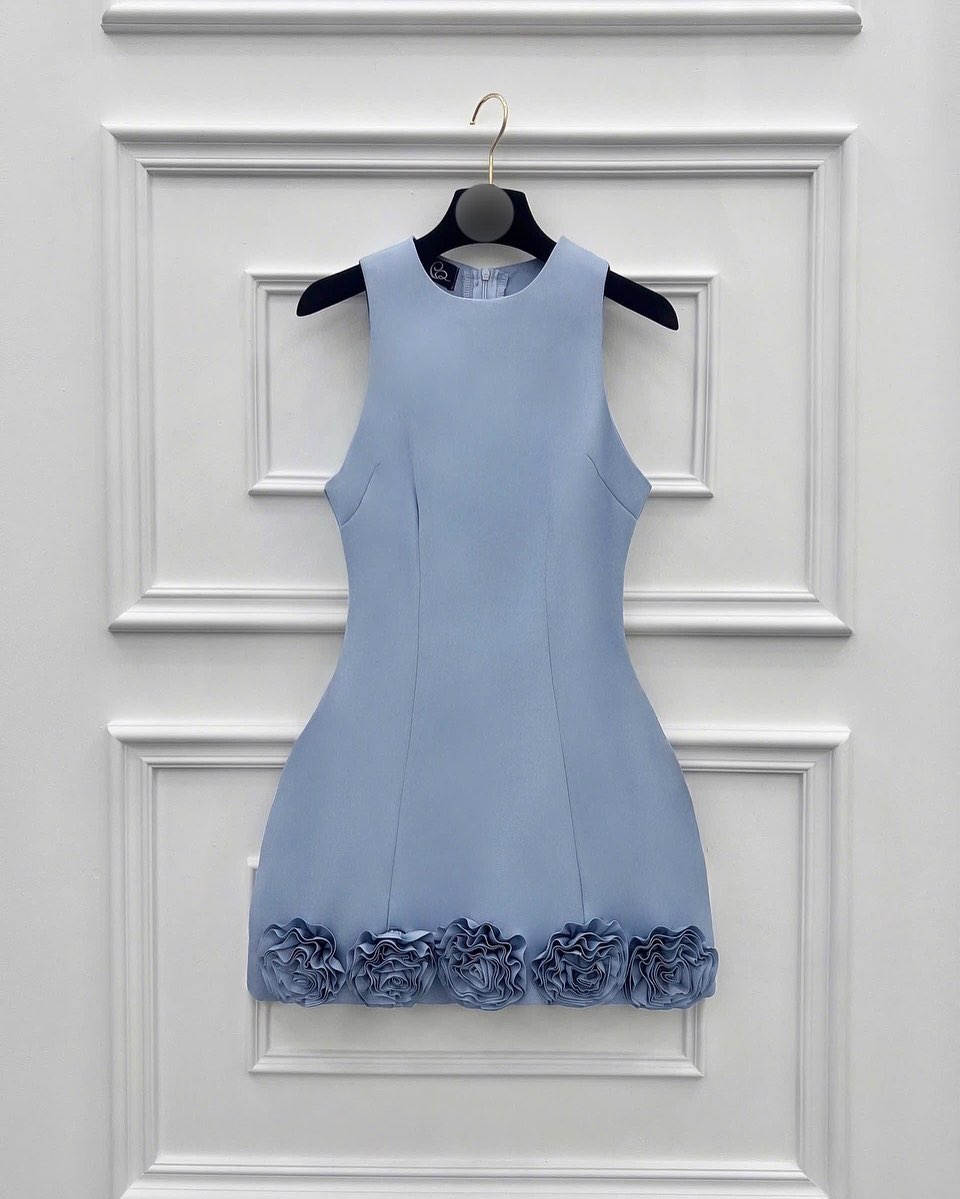 Flowering Girl Women janice 3d flower sleeveless mini dress in blue