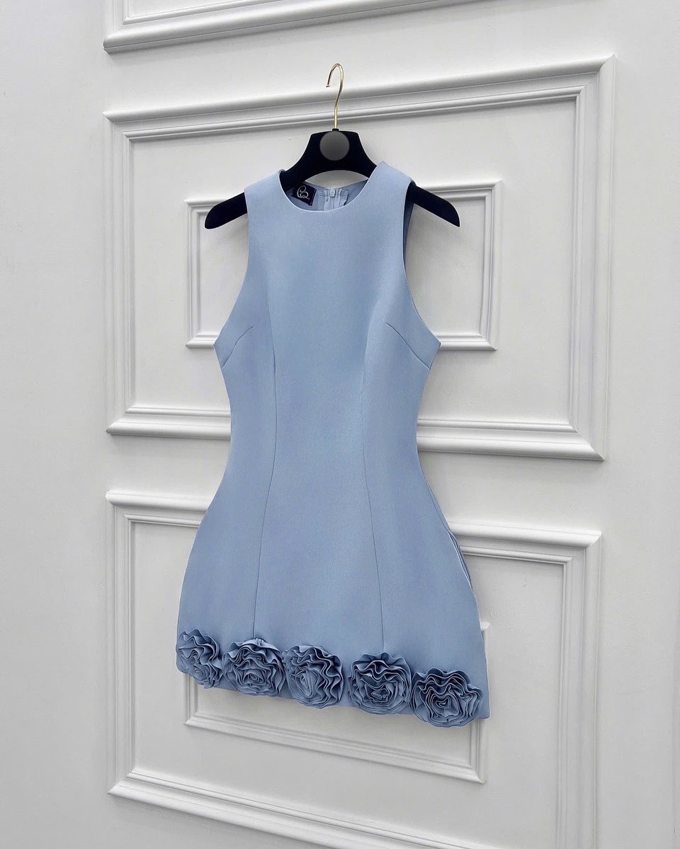 Flowering Girl Women janice 3d flower sleeveless mini dress in blue