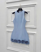 Flowering Girl Women janice 3d flower sleeveless mini dress in blue