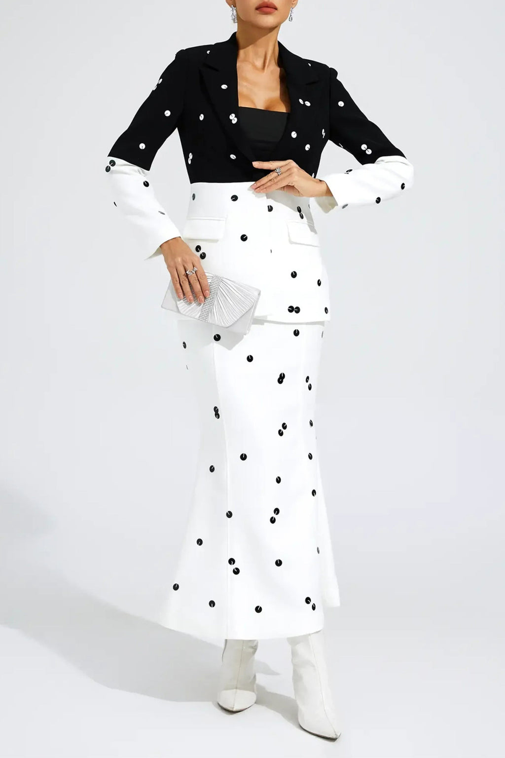 Flowering Girl Women Long Sleeve Sequin Two Piece Midi Set
