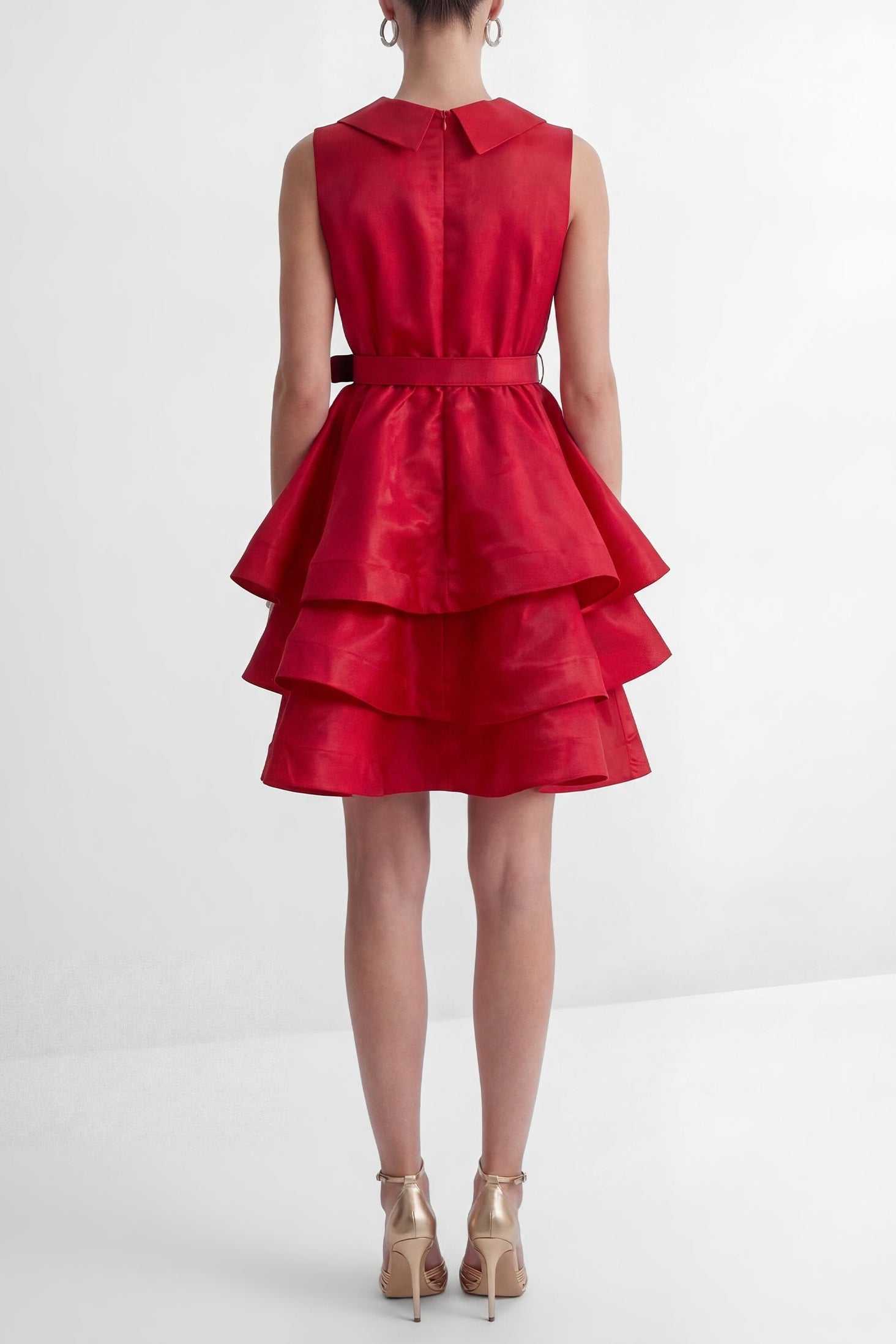 Flowering Girl Women jessica Red V-neck Tiered Ruffle Mini Dress
