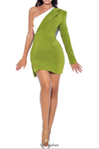 Olive One Sleeve Blazer mini Dress