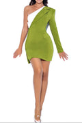 Flowering Girl Women Olive One Sleeve Blazer Mini Dress