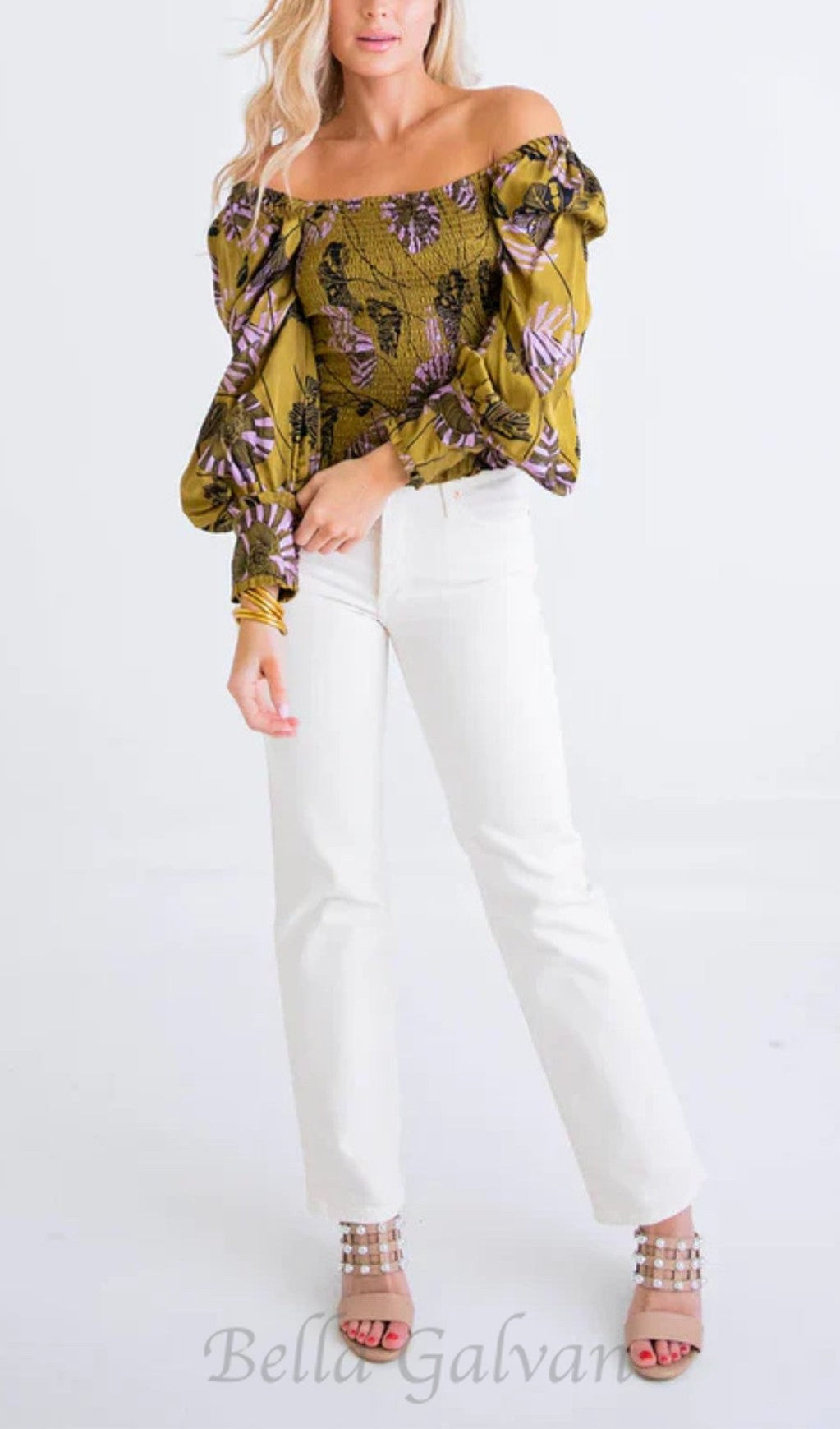 Flowering Girl Women FLORAL BOHO SMOCK LONG SLEEVE TOP