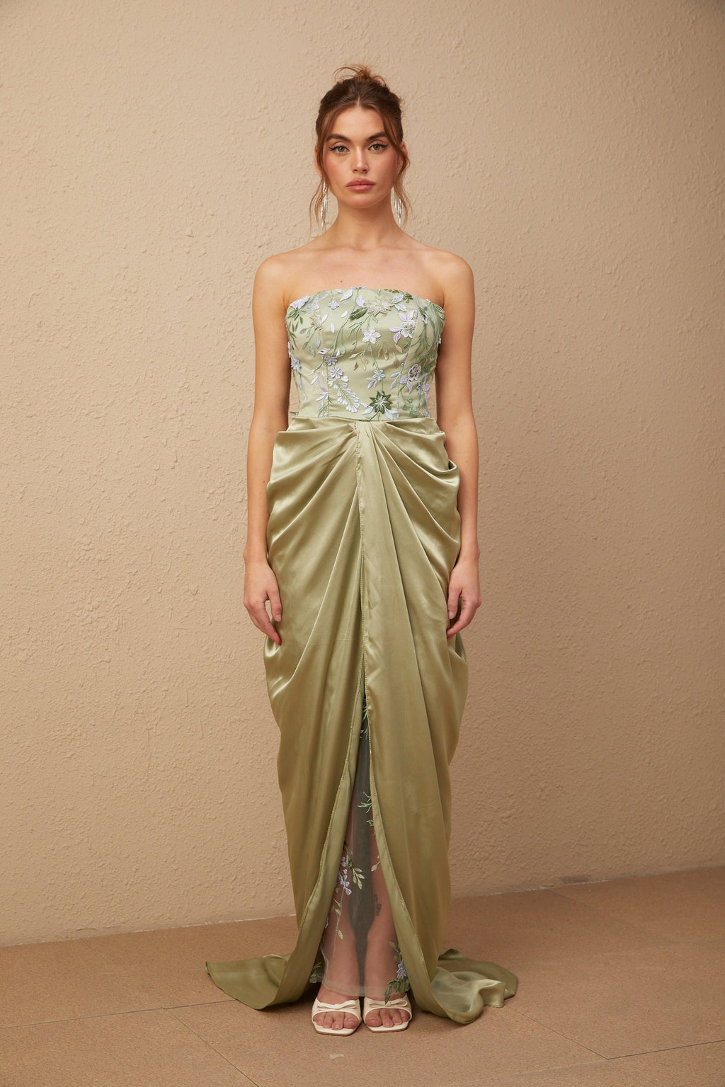Flowering Girl Women Flavia floral-embroidered panelled maxi dress