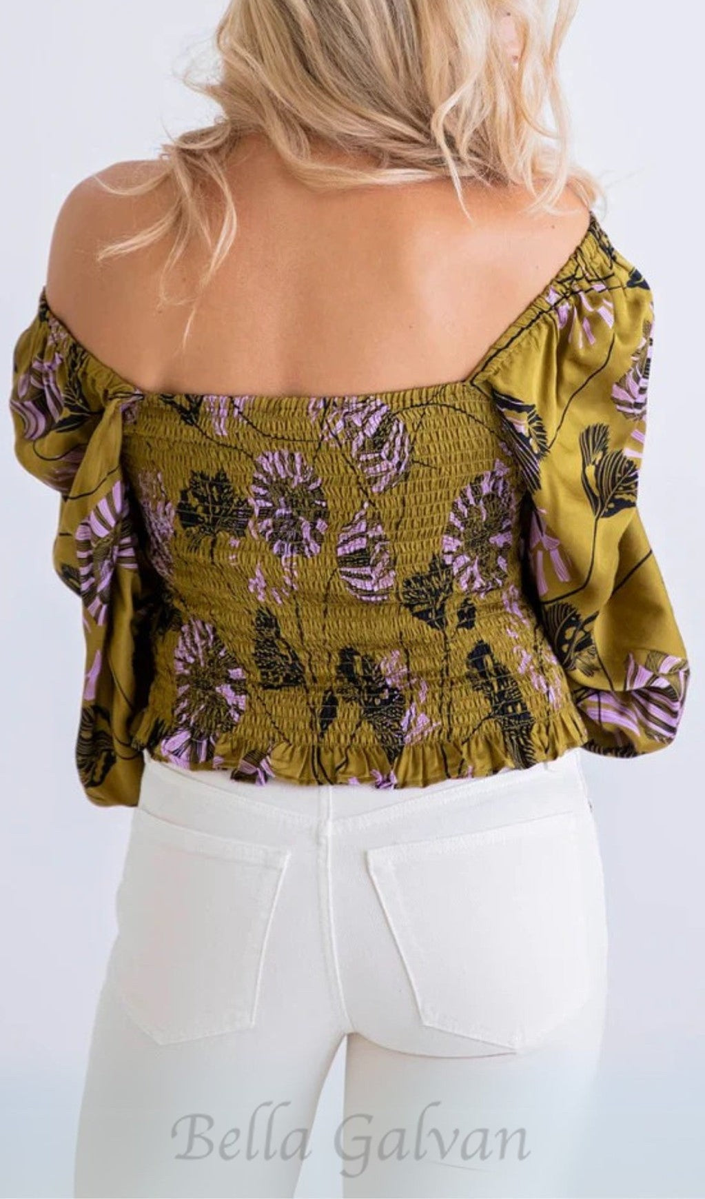 Flowering Girl Women FLORAL BOHO SMOCK LONG SLEEVE TOP