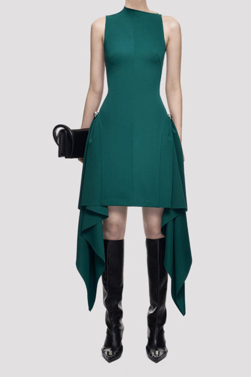 Flowering Girl Women Amato Sleeveless Fringe Mini Dress In Green