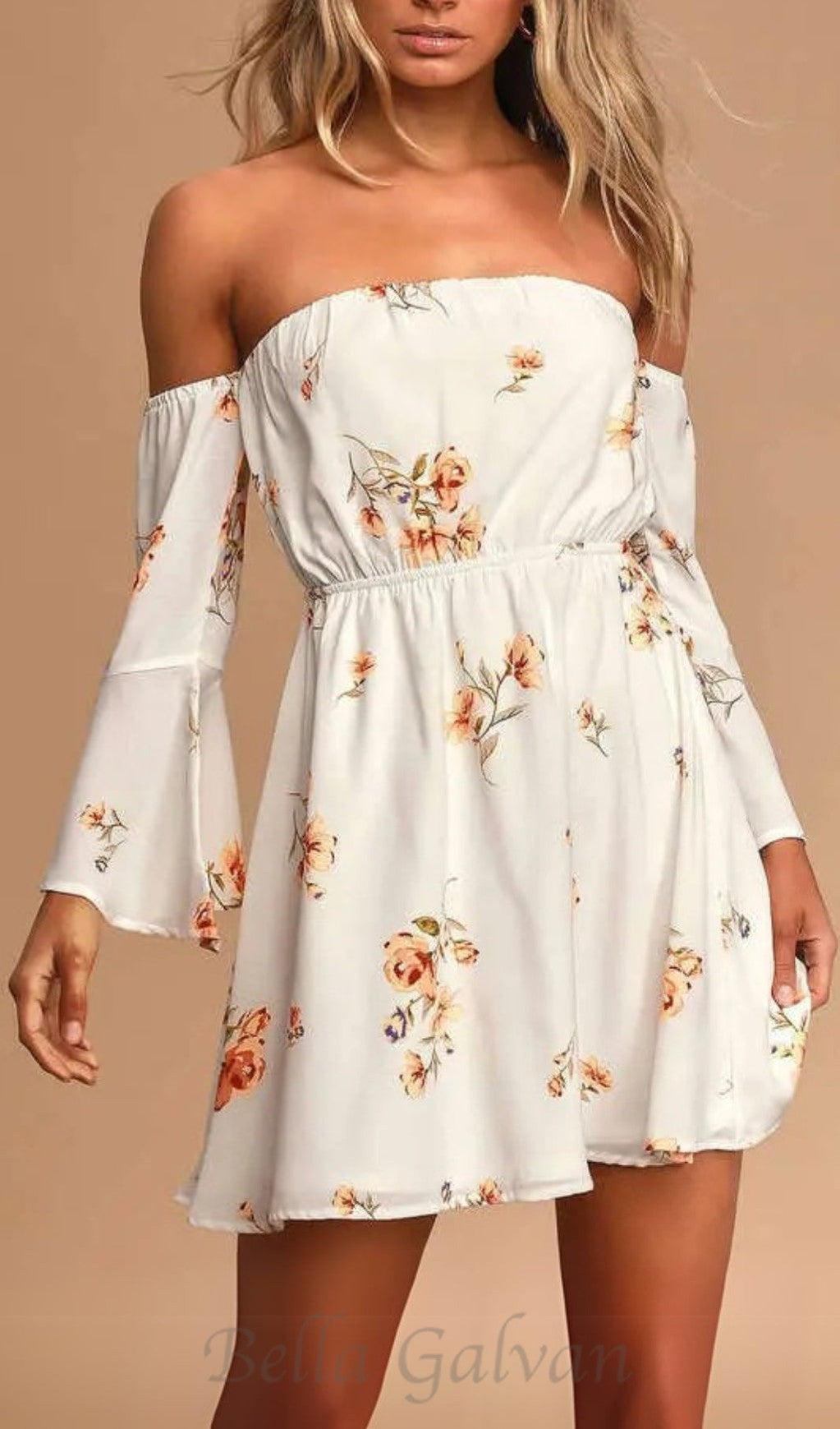 Flowering Girl Women FLORAL VISCOSE OFF SHOULDER WOMEN'S MINI DRESS