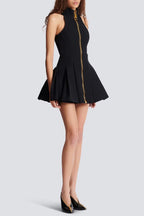 Carol Black Halterneck Dress In Grain De Poudre Wool