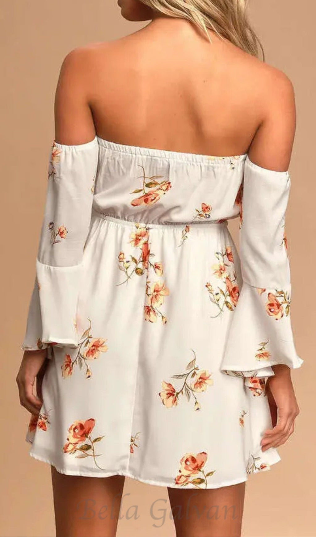 Flowering Girl Women FLORAL VISCOSE OFF SHOULDER WOMEN'S MINI DRESS