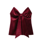 Flowering Girl Women Milan Velvet Top In Wine Red