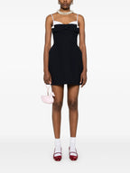 Flowering Girl Women Double Bow Sling mini Dress in navy blue