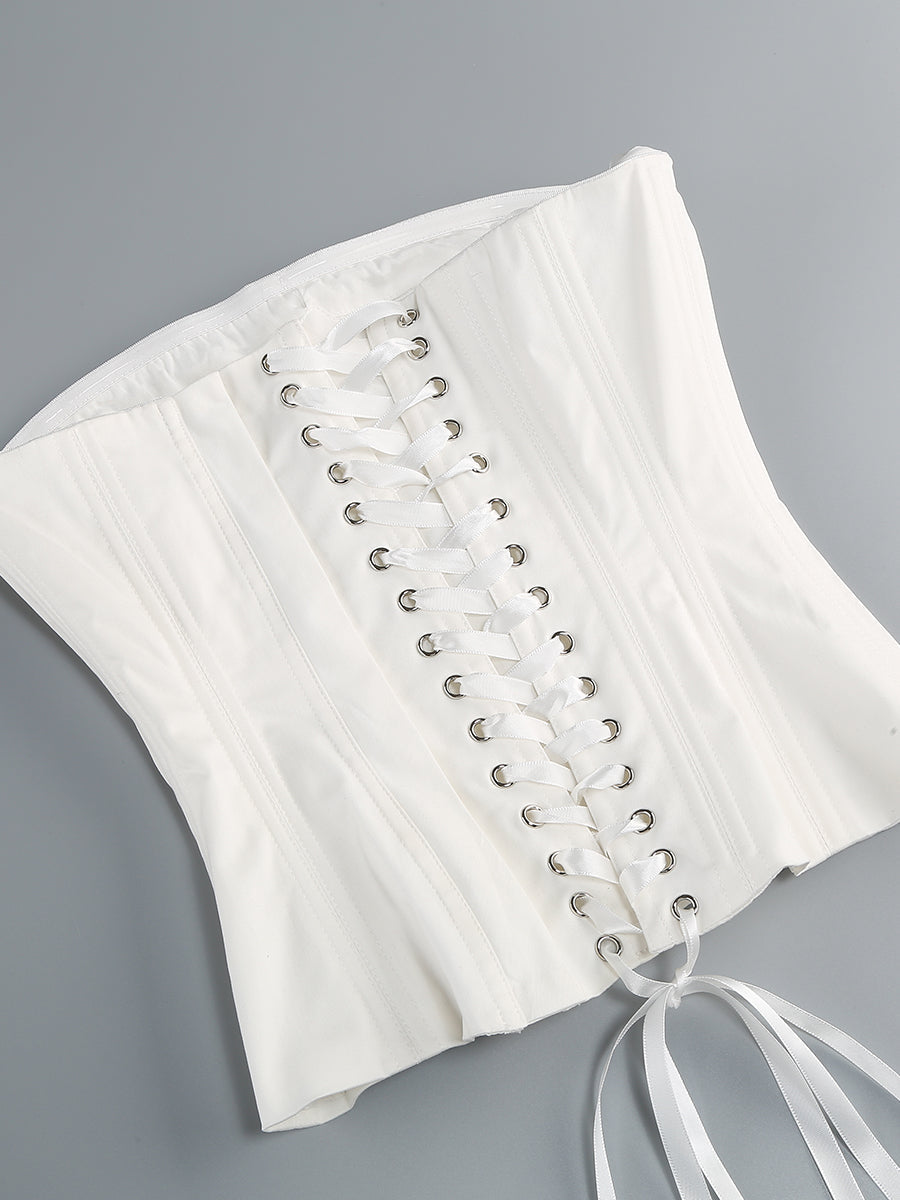Flowering Girl Women CLEGG WHITE CORSET FLOWER TWO-PIECE SET