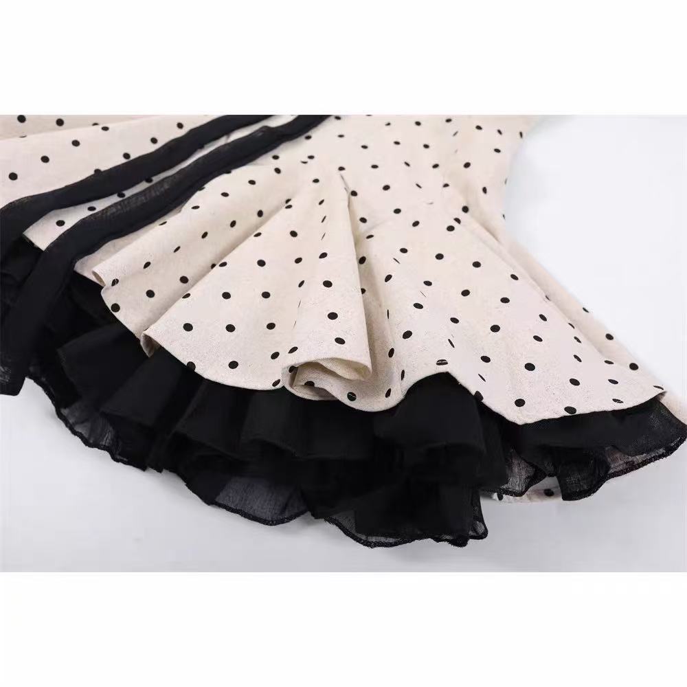 Wania White Polka Dot Mini Dress With Tie-Front