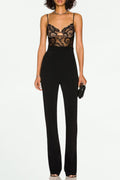Flowering Girl Women Lace Bandage Jumpsuit In Black
