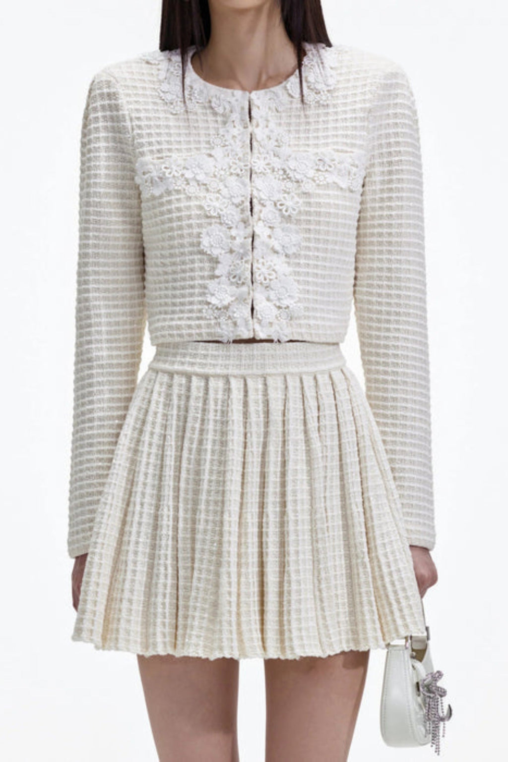 Flowering Girl Women Cream Knit Trim Skirt