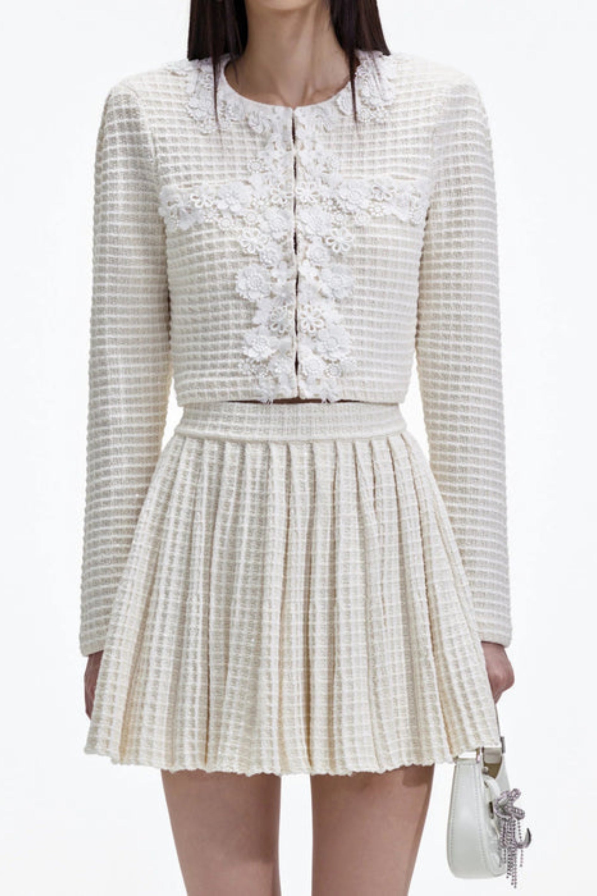 Flowering Girl Women Cream Knit Trim Skirt